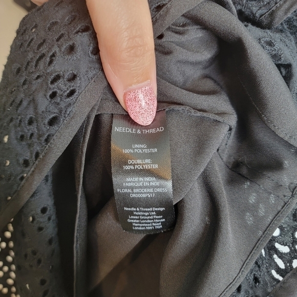 Needle & Thread Black Ruffle Eyelet Dress Broderie Size US 6 Spring Summer - Picture 7 of 12